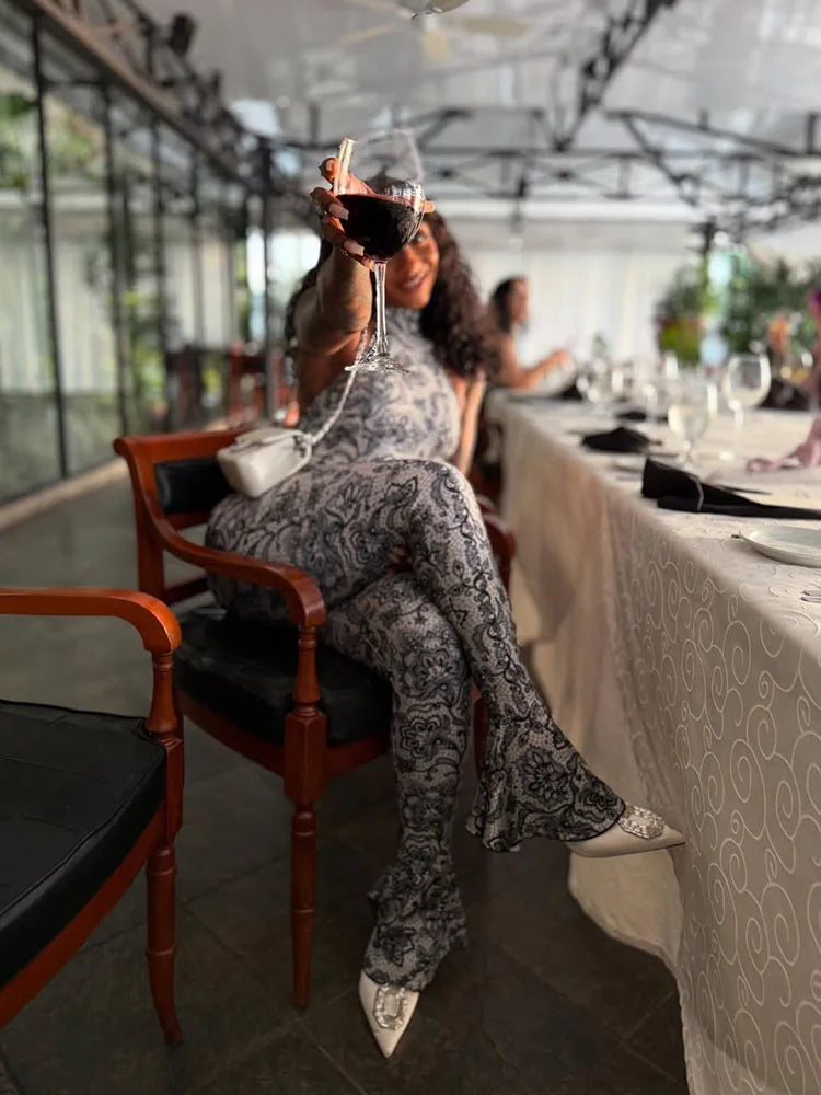 Weird Puss Backless Jumpsuit Women Sexy Summer Sleeveless Tight Arabesques Midnight Stretch Peach Buttocks Streetwear Overalls