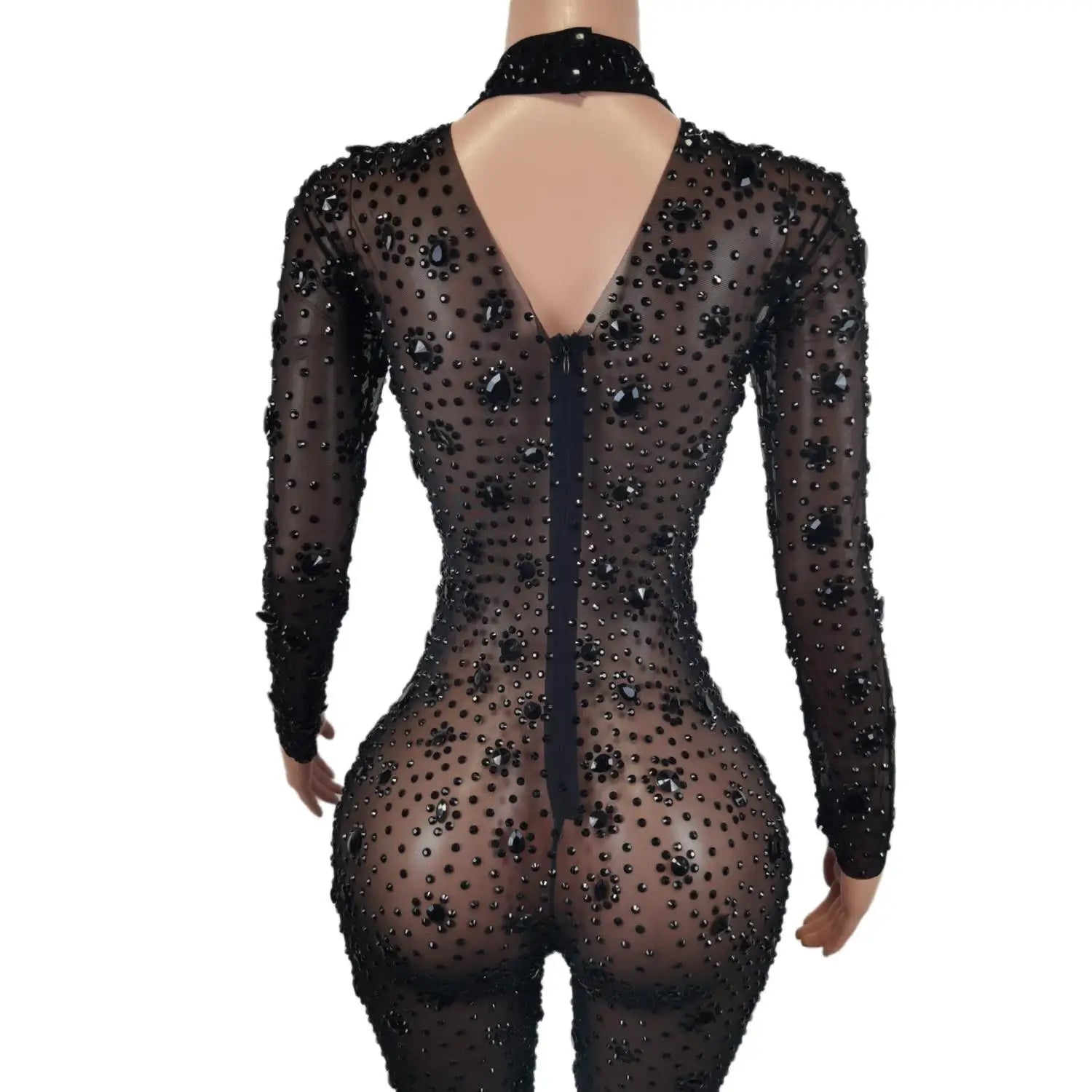Sexy Diamond Crystal Bodycon Rompers Showgirl Festival Outfit Dancer Bodysuit Women Birthday Celebrate Party Rhinestone Jumpsuit