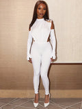 Weird Puss Sexy Women Tracksuit 3 Piece Set Fall Trend Side Split Bodysuit+Gloves+Leggings Matching Hipster Activity Streetwear