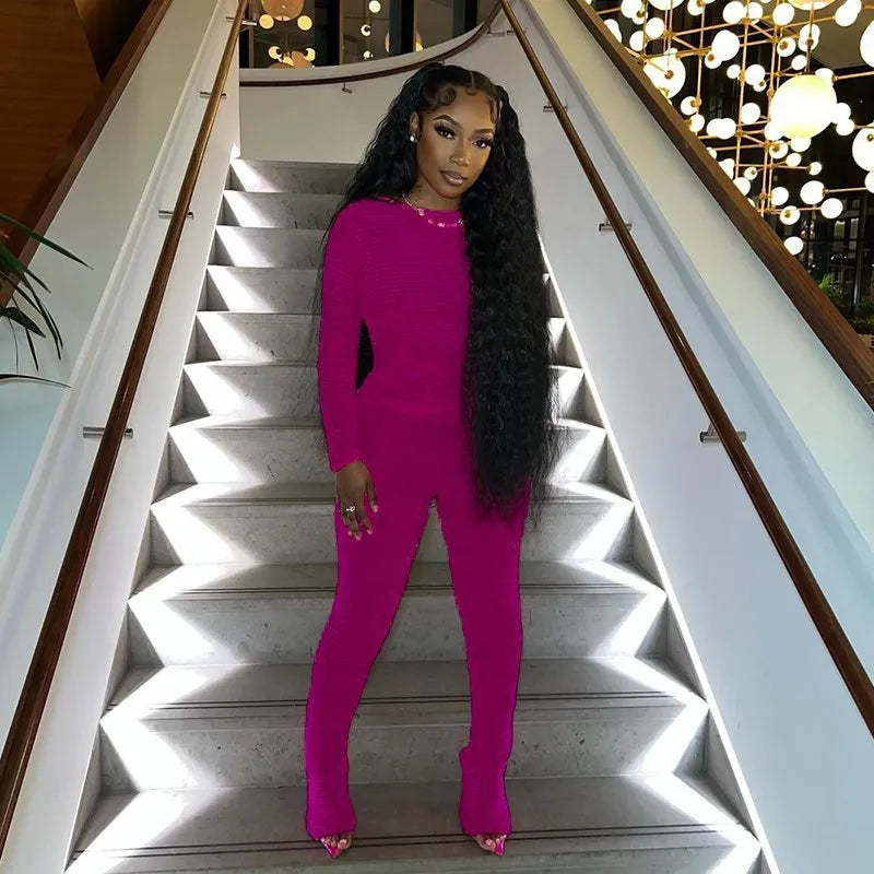 Weird Puss See Through Women 2 Piece Set Thin Sexy Long Sleeve Crop Tops+Leggings Matching Solid Summer Fashion Stretch Clubwear