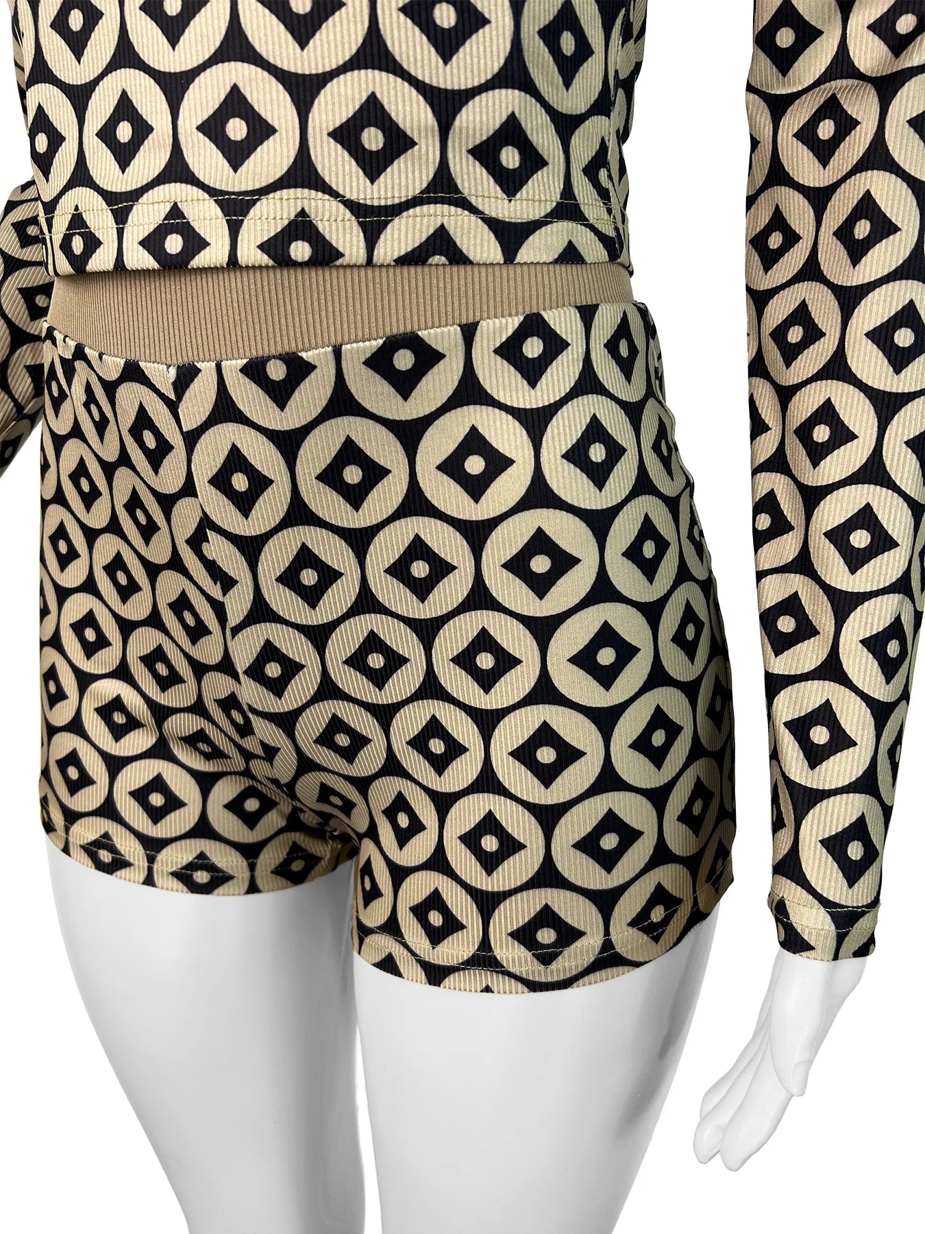 Weird Puss Coins Print Summer 2 Piece Set Women Tracksuit Stretch Skinny Activity Casual Crop Tops+Shorts Streetwear Outfits