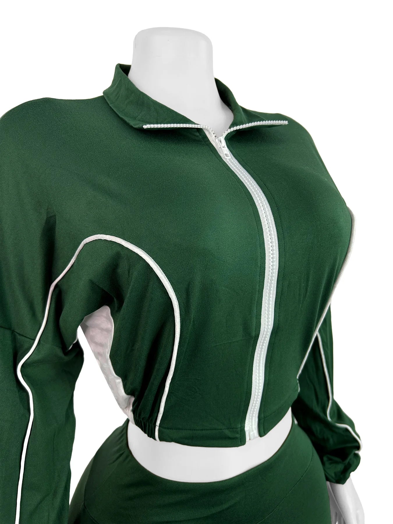 Weird Puss Casual 2 Piece Set Women Tracksuit Patchwork Full Sleeve Zip Elastic Hem Crop Jacket+Flared Pants Sporty Streetwear