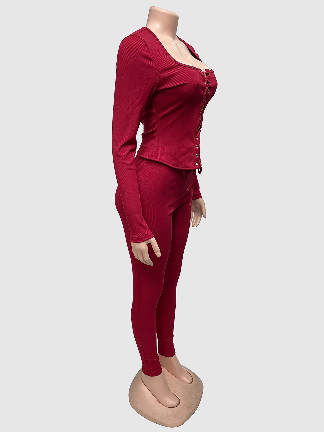 Weird Puss Hottie Tracksuits 2-Piece Set Women Shirring Square Collar Crop Top+Pants Matching Simple Sporty Stretch Slim Outfits