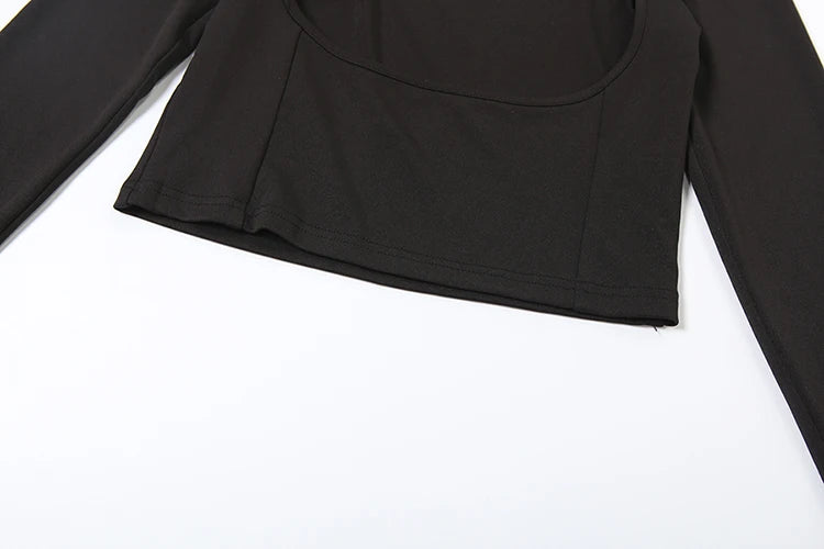 Weird Puss Sexy Hipster 3 Piece Set Woman Camisole+Turtleneck Hollow Full Sleeve Crop Tops+Pants Street Stretch Street Outfits