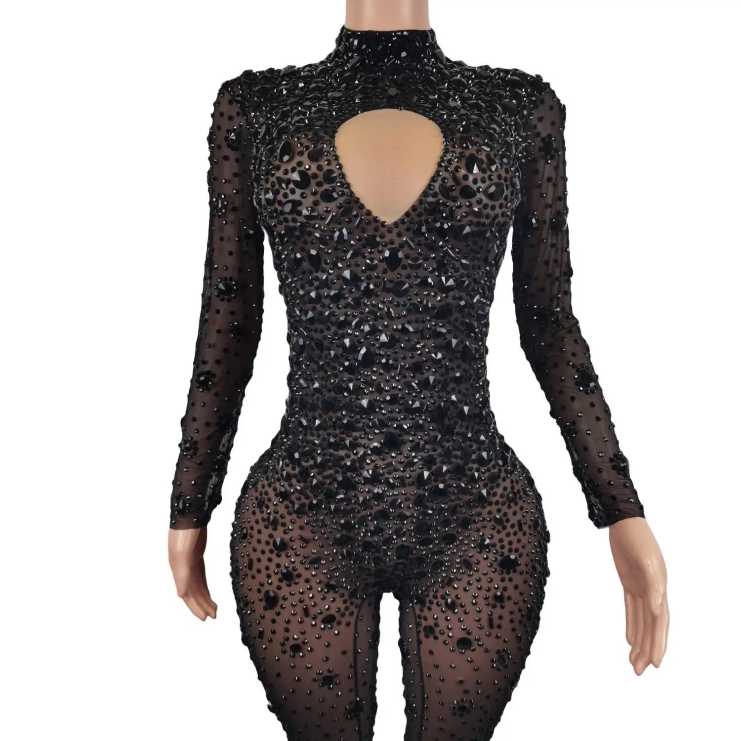 Sexy Diamond Crystal Bodycon Rompers Showgirl Festival Outfit Dancer Bodysuit Women Birthday Celebrate Party Rhinestone Jumpsuit