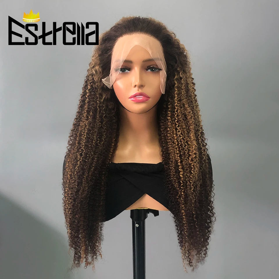 Afro Kinky Curly Human Hair Lace Frontal Wig 180% Density Brazilian 13x4 Curly Lace Front Human Hair Wigs For Women Pre Plucked