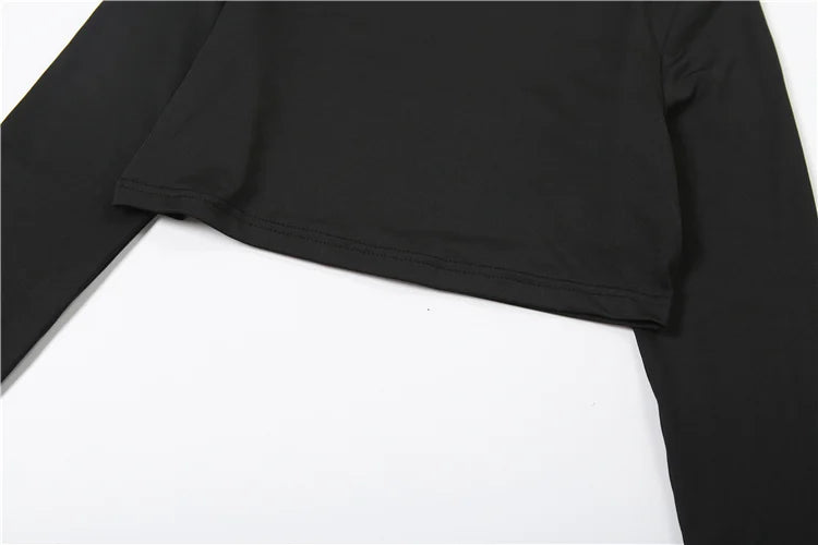 Weird Puss Sexy Women 2 Piece Set Casual Tracksuit Full Fall Crop Tops+Shirring Irregular Pants Stretch Streetwear Skinny Suits