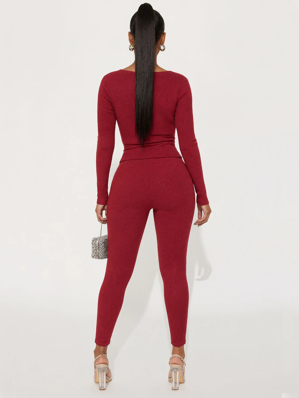 Weird Puss Hottie Tracksuits 2-Piece Set Women Shirring Square Collar Crop Top+Pants Matching Simple Sporty Stretch Slim Outfits