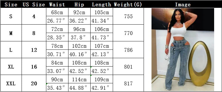 Women Sexy Belt Cut Out Jeans Fashion Streetwear Blue Washed Denim Pants 2025 Fall Winter High Waist Straight Leg Jean Trousers