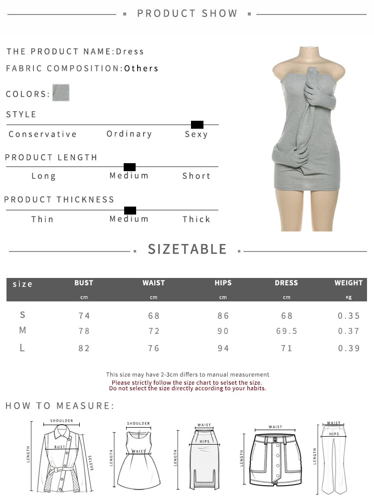 Weird Puss New Style Strapless Dress Women Stereo Gripper Backless Quirky Sexy Stretch Skinny Peach Hip Clubwear Mini Bodycon