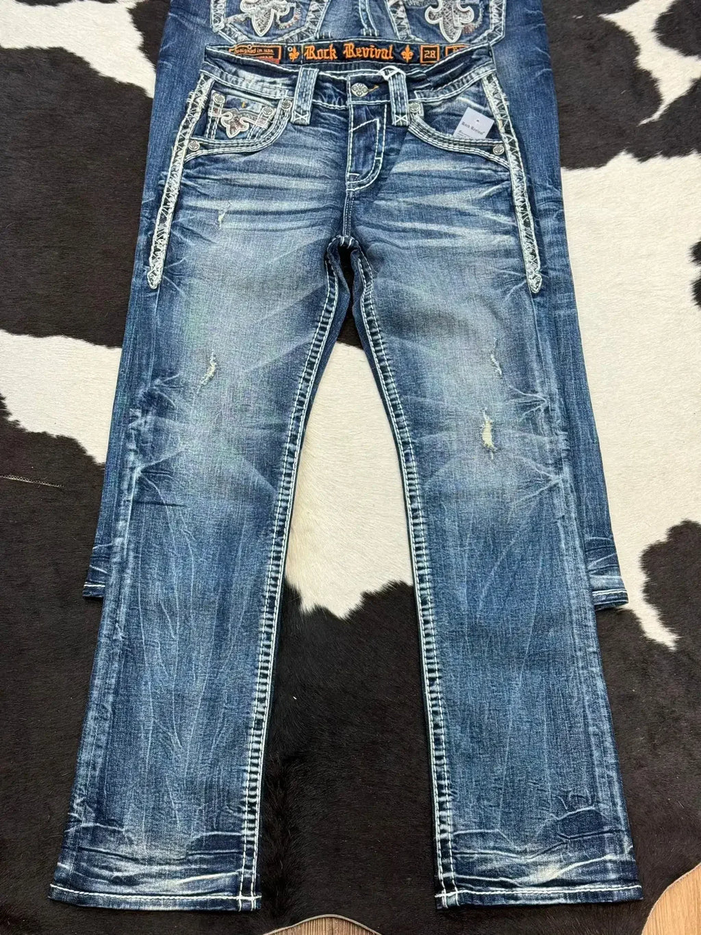 Hip Hop Harajuku Wide Pants Y2K New Gothic Revival Mens Jeans Foliage Bootcut Women Blue Denim Embroidery Pocket Streetwear