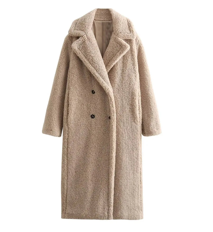 Coats Women Long Coat Turn Down Collar Full Sleeve Thick Warm Y2k Streetwear Elegant Jackets Open Stith Autumn Winter 2025
