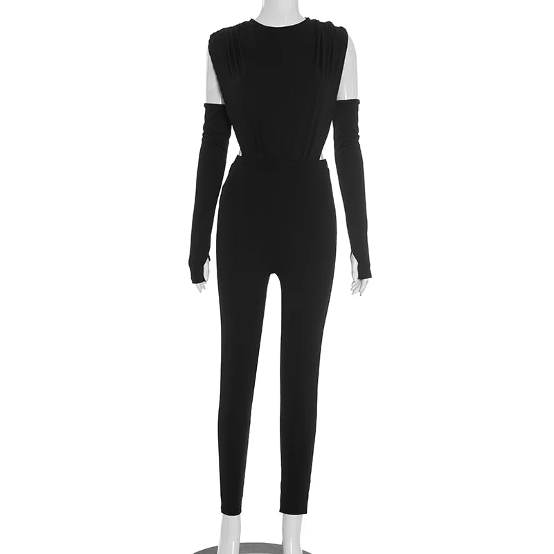 Weird Puss Sexy Women Tracksuit 3 Piece Set Fall Trend Side Split Bodysuit+Gloves+Leggings Matching Hipster Activity Streetwear