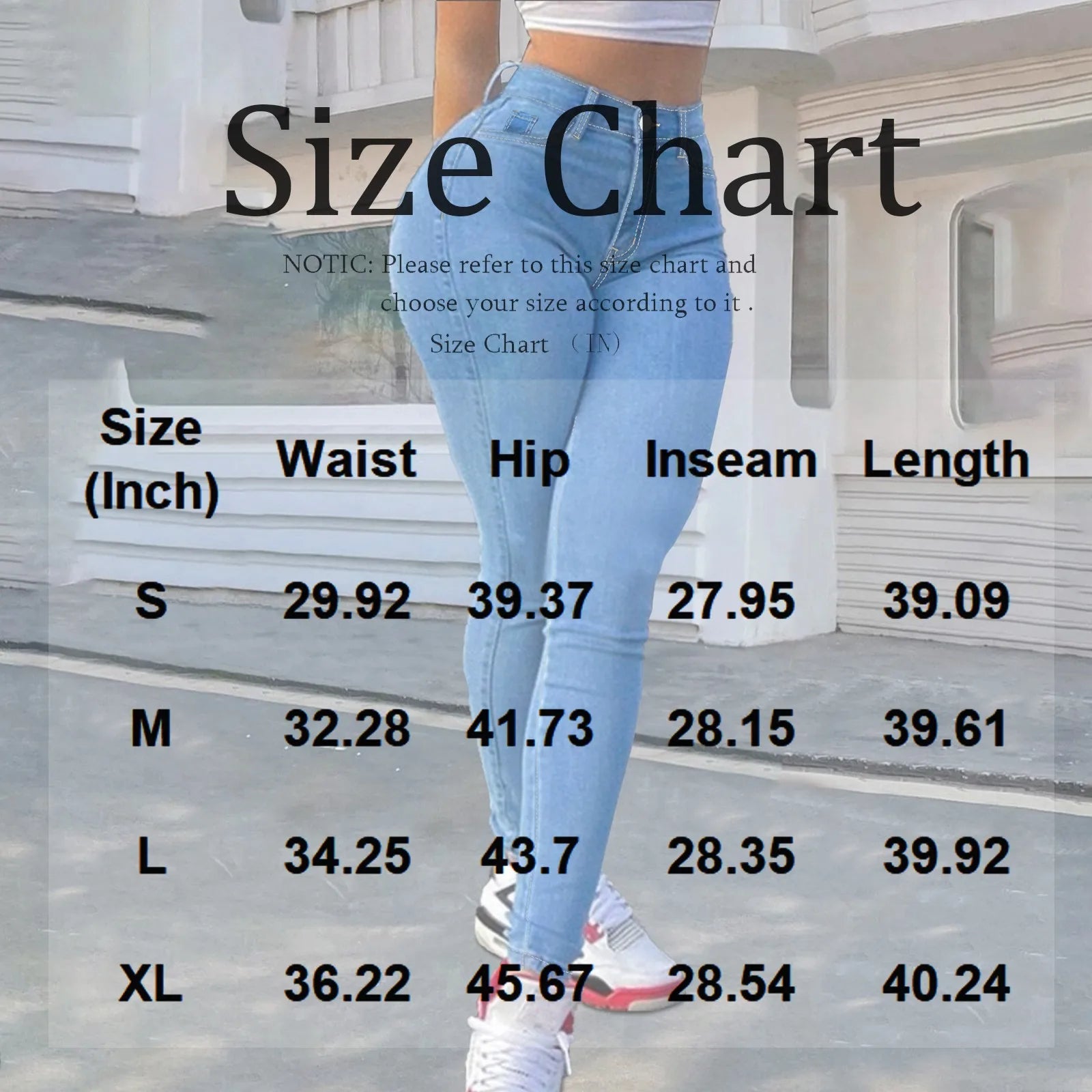 Fashion New Women's Jeans Solid Color Denim Pants Skinny Jeans High Waist Slim Fit Jeans High Street Elastic Skinny Pants