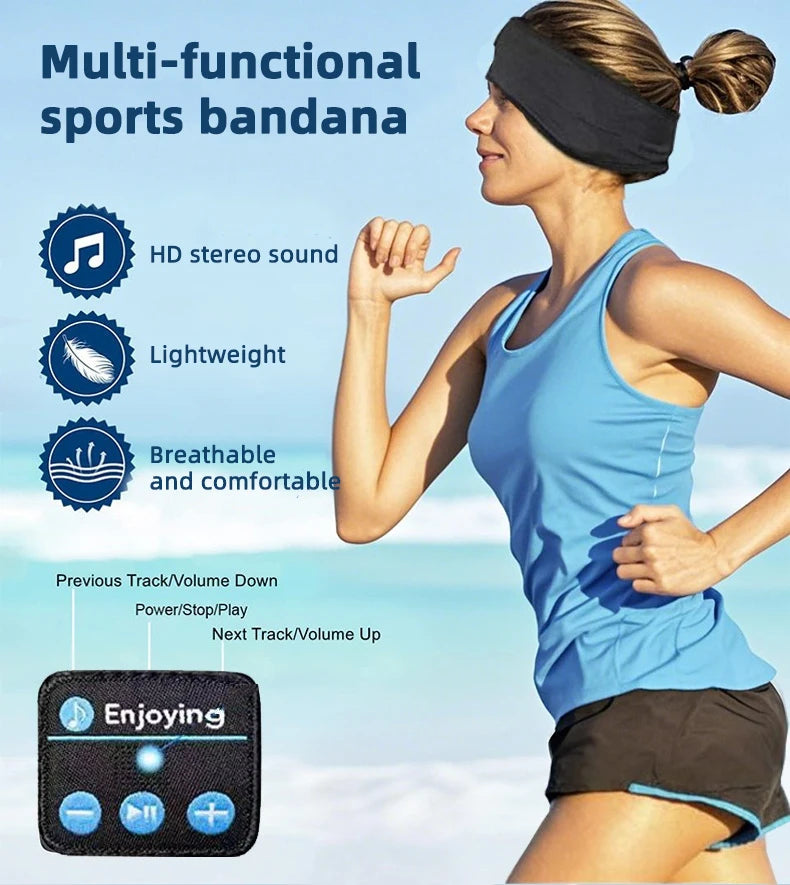 Bluetooth Earphones Sports Sleeping Headband Elastic Wireless Headphones Music Eye Mask Wireless Bluetooth Headset Headband