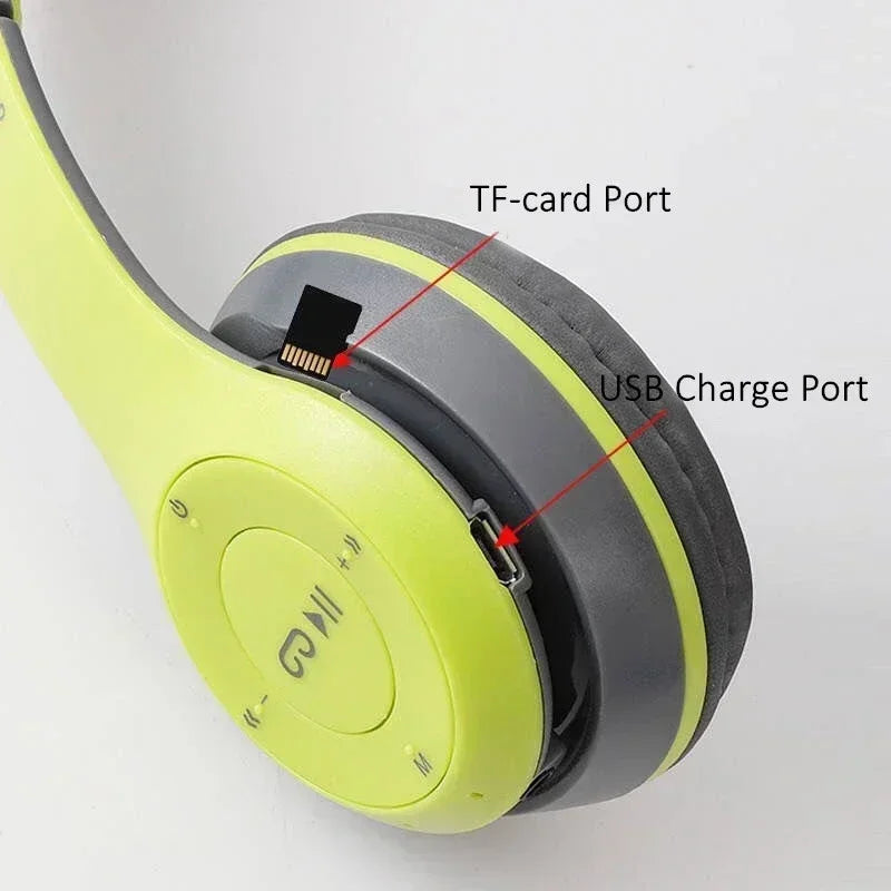 Bluetooth 50 Wireless Headphones Foldable HIFI Stereo Bass with Mic USB Adapter for iPhone Gaming
