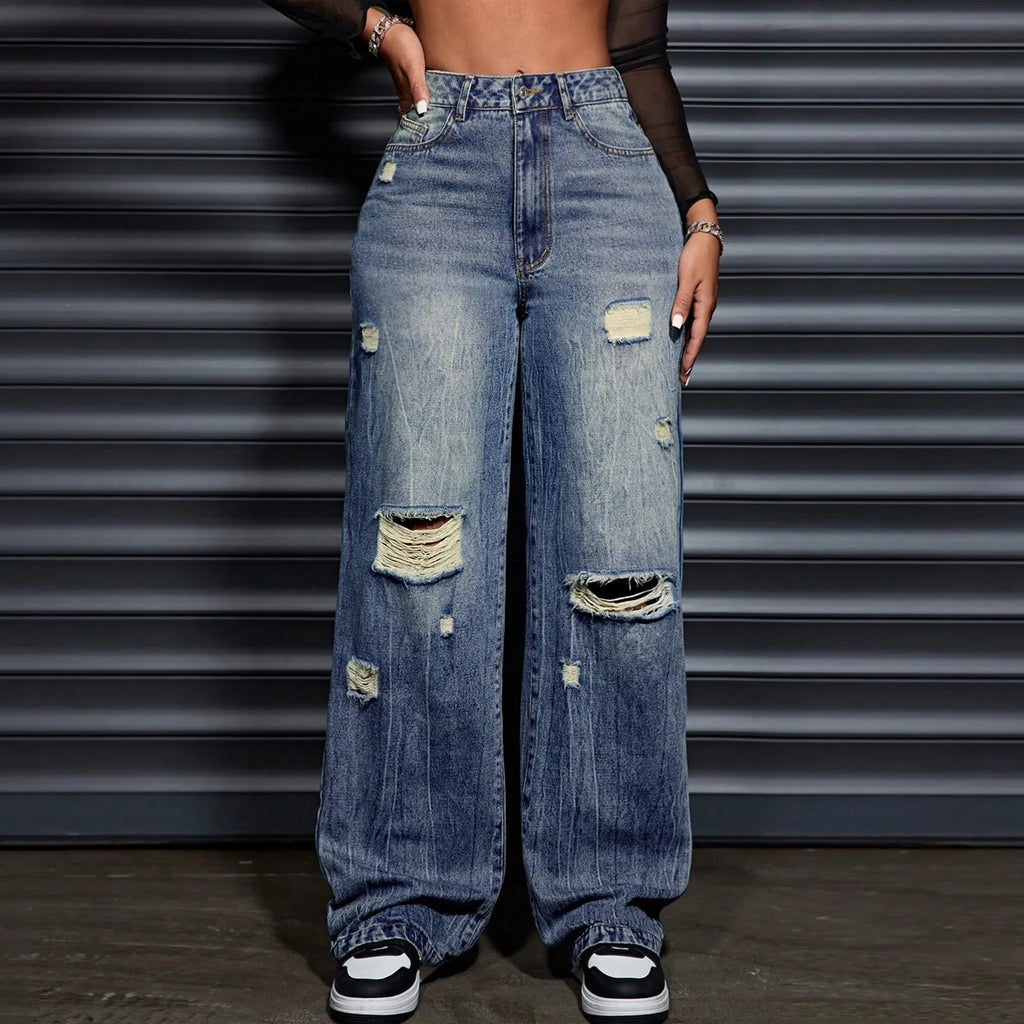Denim Jeans For Women Ripped Jeans Straight Leg Pant Womens Business Casual Pants Black Work Pants Womens Baggy Jeans Ropa Mujer