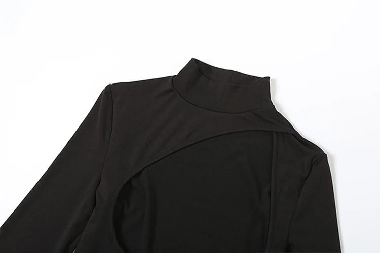 Weird Puss Sexy Hipster 3 Piece Set Woman Camisole+Turtleneck Hollow Full Sleeve Crop Tops+Pants Street Stretch Street Outfits
