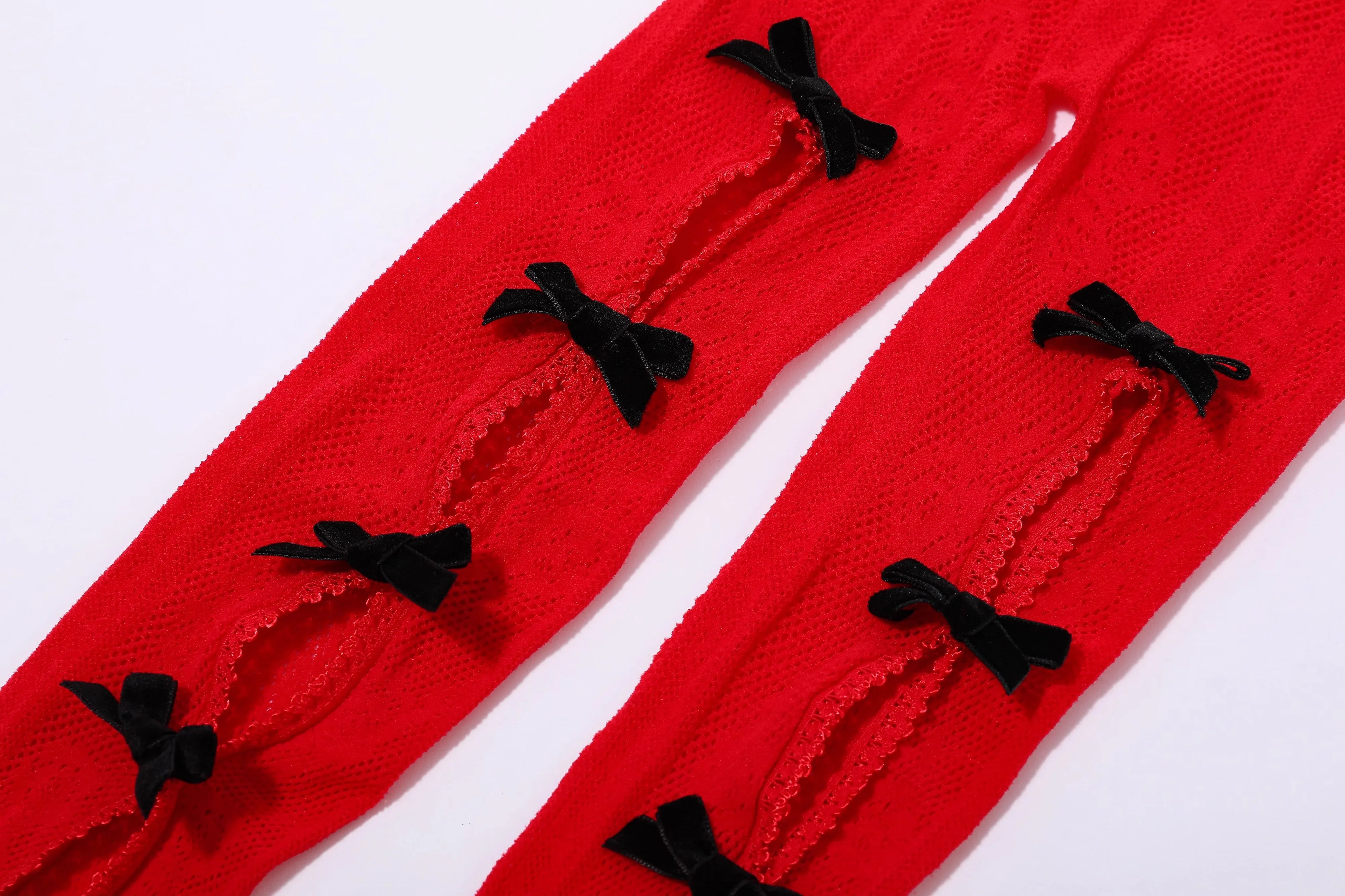 Weird Puss Sexy Bow Knot Foot Leggings Women Hollow Thin Summer Trend Hipster Tight Lace Trousers Wild Clubwear Midnight Pants