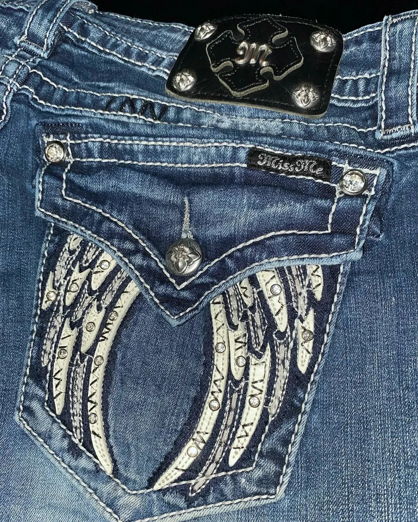 Hip Hop Low Waist Slim Jeans Wings Y2K American Fashion Retro Graphic Embroidered Blue Jeans Street Harajuku Goth Wide Legs