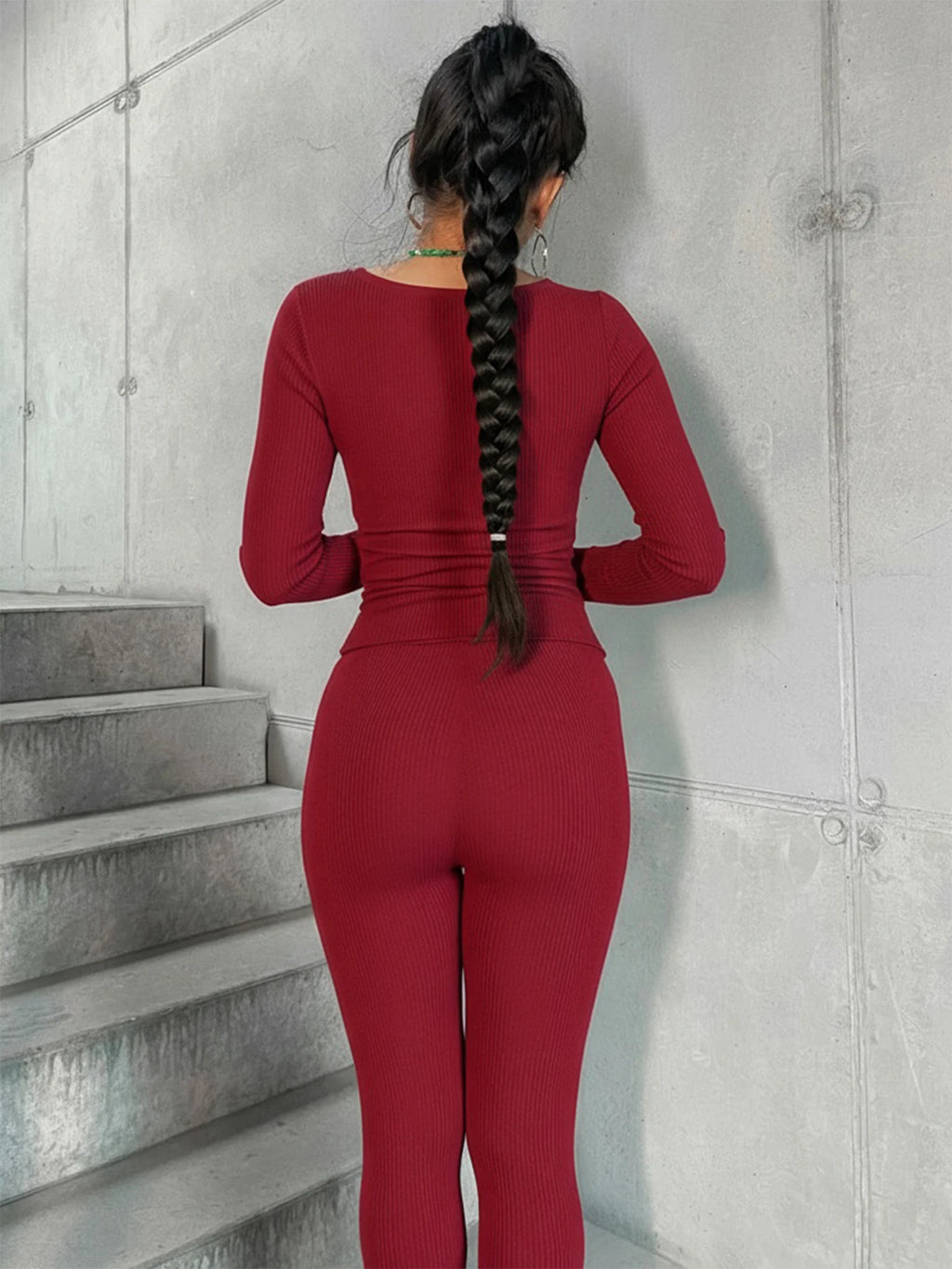Weird Puss Hottie Tracksuits 2-Piece Set Women Shirring Square Collar Crop Top+Pants Matching Simple Sporty Stretch Slim Outfits