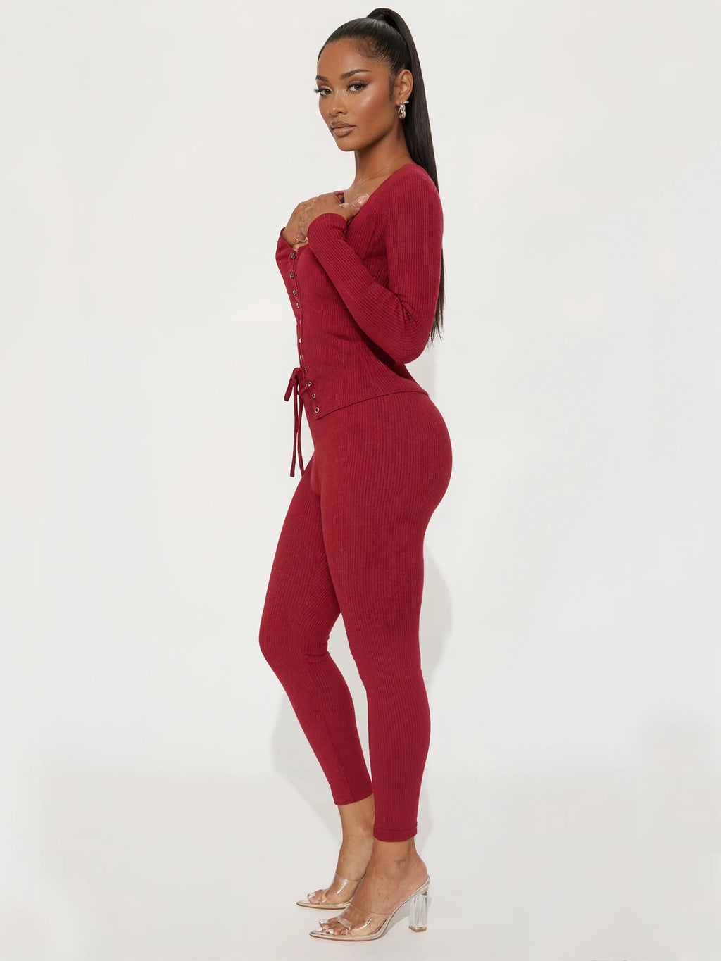 Weird Puss Hottie Tracksuits 2-Piece Set Women Shirring Square Collar Crop Top+Pants Matching Simple Sporty Stretch Slim Outfits