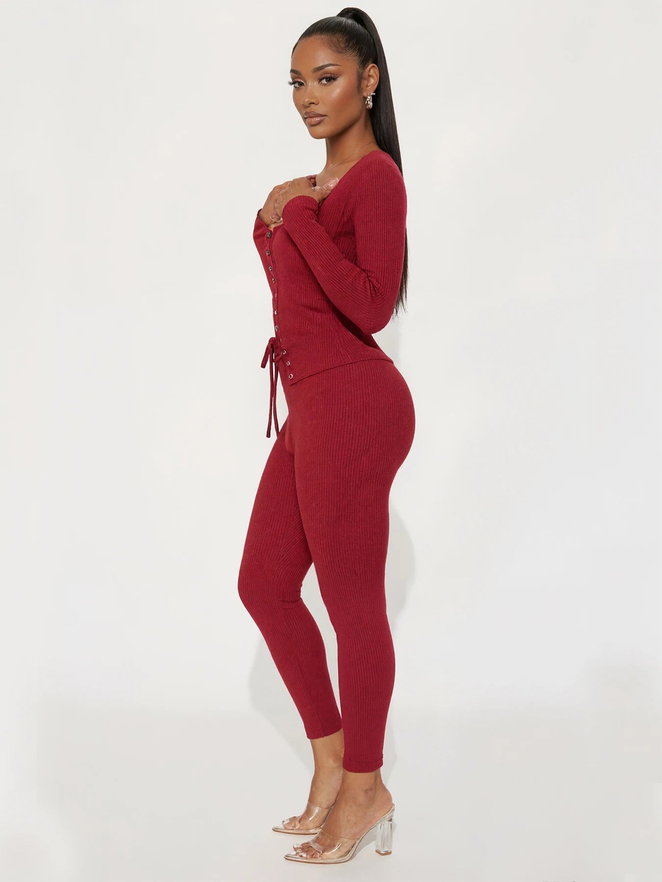 Weird Puss Hottie Tracksuits 2-Piece Set Women Shirring Square Collar Crop Top+Pants Matching Simple Sporty Stretch Slim Outfits