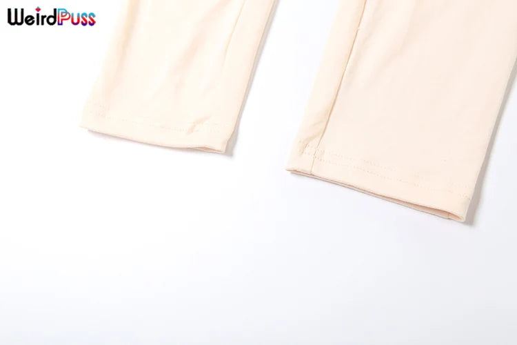 Weird Puss 2024 Autumn Women 2 Piece Set Casual Tracksuit Zipper Thin Drawstring Jacket+Leggings Matching Streetwear Sporty Suit