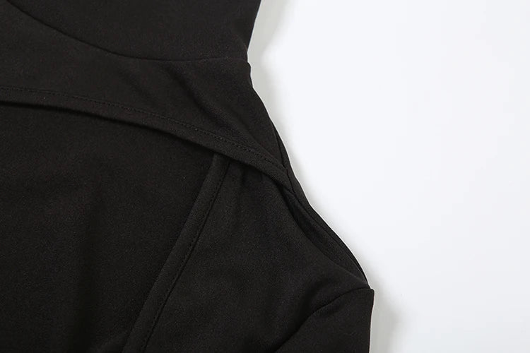 Weird Puss Sexy Hipster 3 Piece Set Woman Camisole+Turtleneck Hollow Full Sleeve Crop Tops+Pants Street Stretch Street Outfits