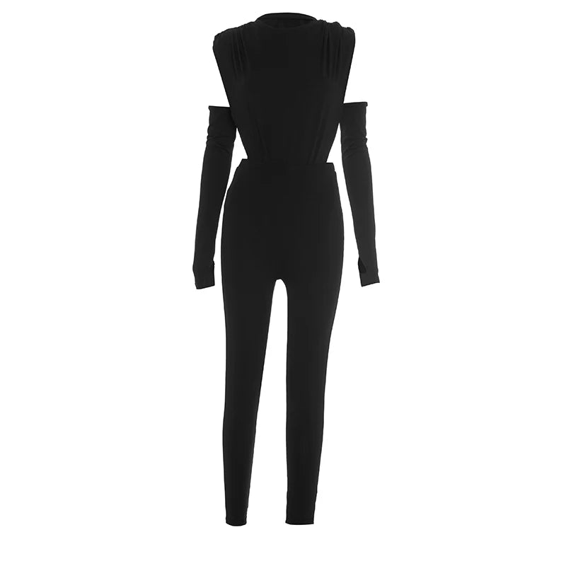 Weird Puss Sexy Women Tracksuit 3 Piece Set Fall Trend Side Split Bodysuit+Gloves+Leggings Matching Hipster Activity Streetwear