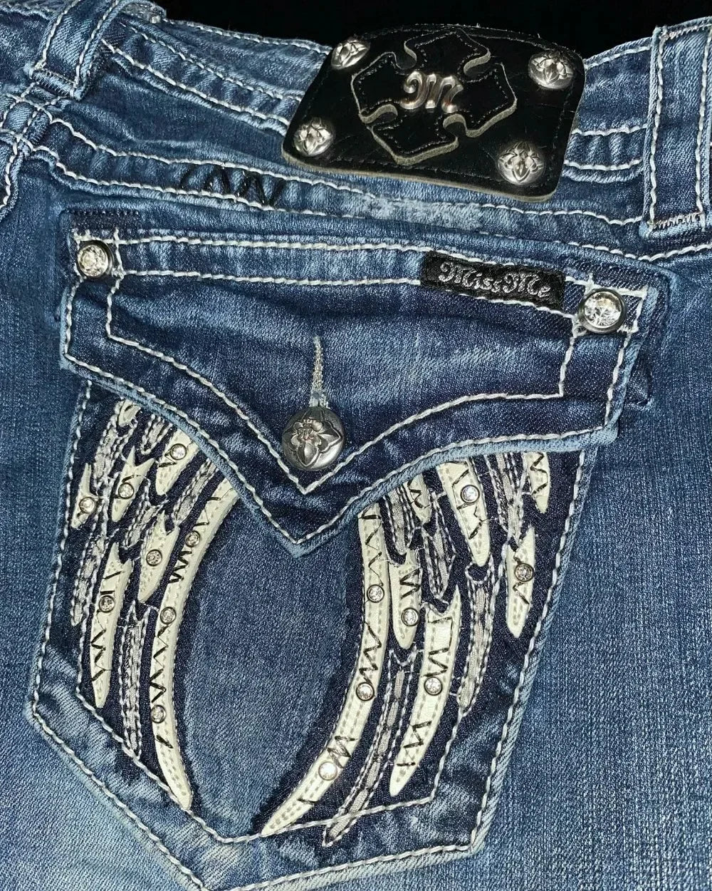 Hip Hop Low Waist Slim Jeans Wings Y2K American Fashion Retro Graphic Embroidered Blue Jeans Street Harajuku Goth Wide Legs