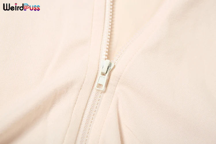 Weird Puss 2024 Autumn Women 2 Piece Set Casual Tracksuit Zipper Thin Drawstring Jacket+Leggings Matching Streetwear Sporty Suit