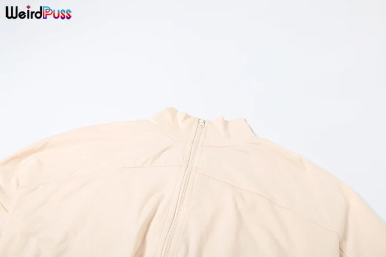 Weird Puss 2024 Autumn Women 2 Piece Set Casual Tracksuit Zipper Thin Drawstring Jacket+Leggings Matching Streetwear Sporty Suit