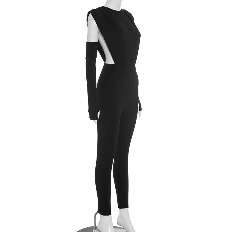 Weird Puss Sexy Women Tracksuit 3 Piece Set Fall Trend Side Split Bodysuit+Gloves+Leggings Matching Hipster Activity Streetwear