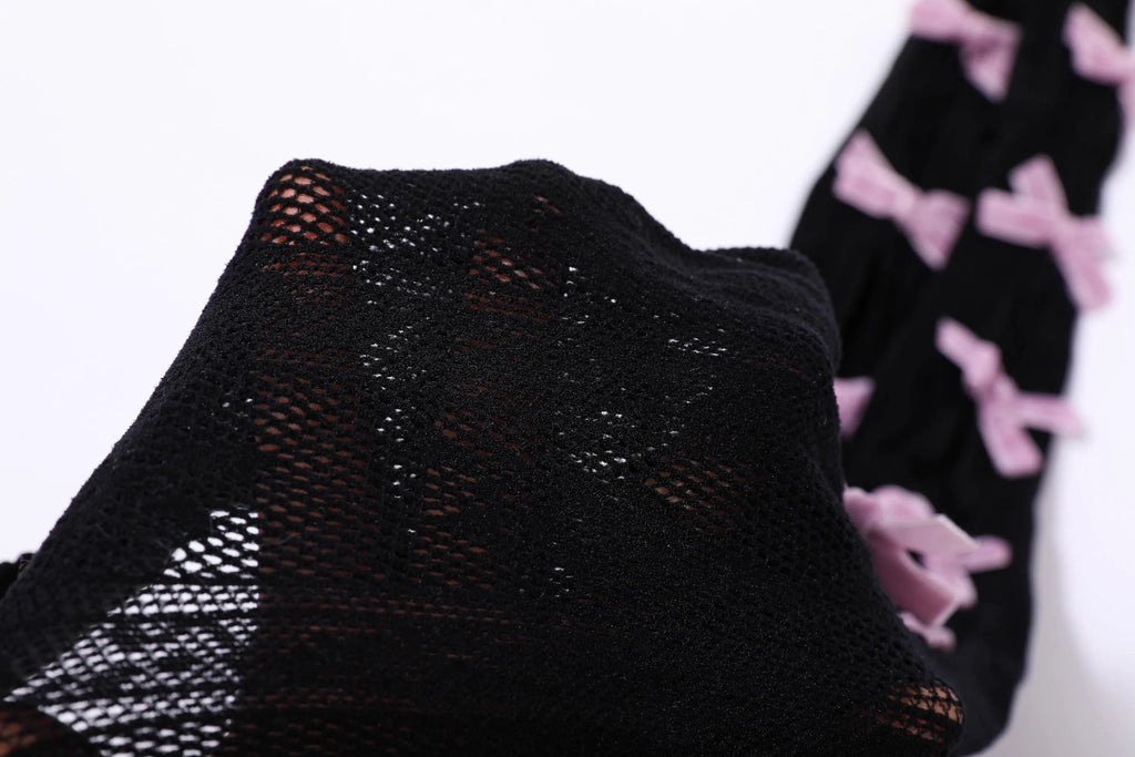 Weird Puss Sexy Bow Knot Foot Leggings Women Hollow Thin Summer Trend Hipster Tight Lace Trousers Wild Clubwear Midnight Pants