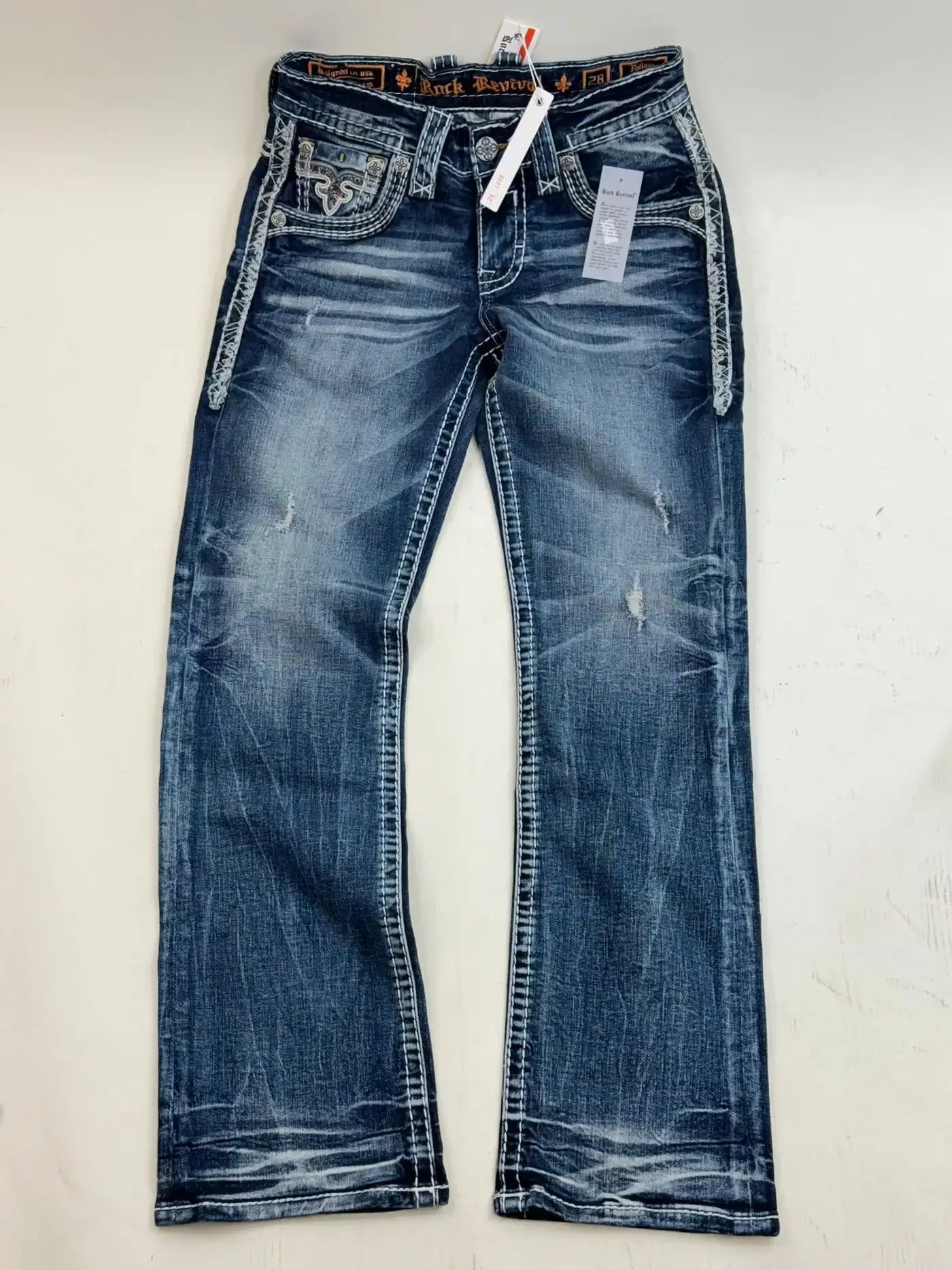 Hip Hop Harajuku Wide Pants Y2K New Gothic Revival Mens Jeans Foliage Bootcut Women Blue Denim Embroidery Pocket Streetwear
