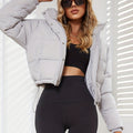 Women's Stylish Black Hooded Puffer Jacket - Casual Short Warm Outerwear with Drawstring Design, Long Sleeves, and Button-Up Front for Winter Comfort, Winter Jacket